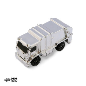 Micro Machines MMGuru Construction - Work Trucks #0095 Garbage Truck, Silver Chrome, isometric view
