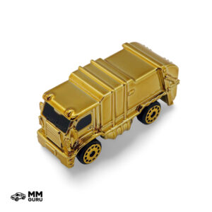 Micro Machines MMGuru Construction - Work Trucks #0096 Garbage Truck, Gold Chrome, isometric view