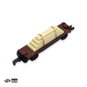 Micro Machines MMGuru Trains Flat Bed Lumber Car, Beige Brown, isometric view