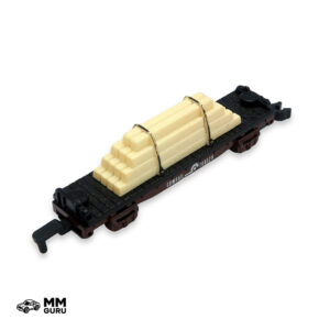 Micro Machines MMGuru Trains Flat Bed Lumber Car, Beige Brown, isometric view
